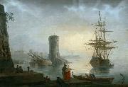 Adrien Manglard Mediterranean port oil painting